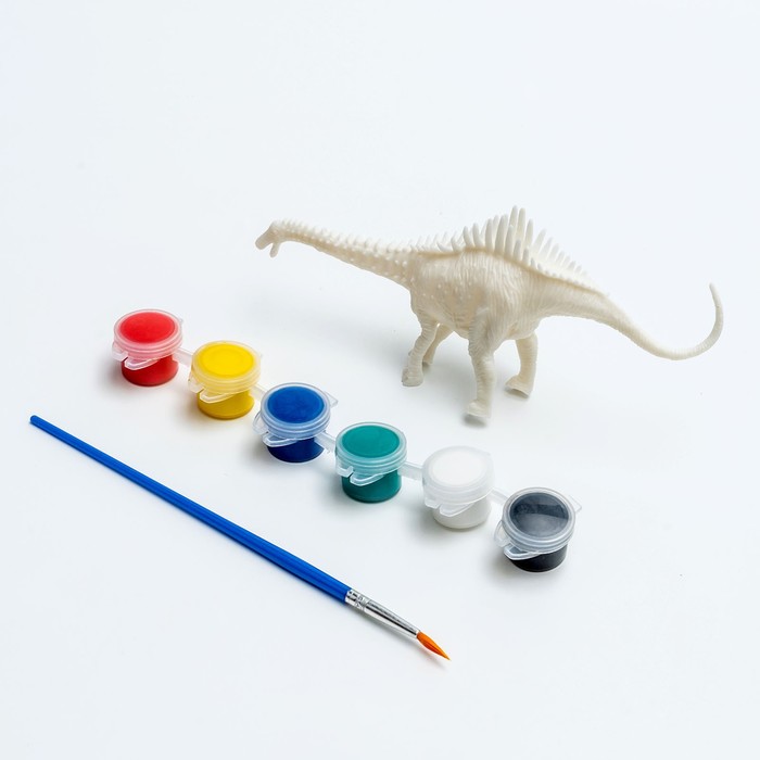 Набор для творчества «Раскрась спинозавра», краска 6 цветов по 2 мл, кисть - Фото 1
