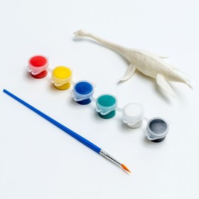 Набор для творчества «Раскрась плезиозавра», краска 6 цветов по 2 мл, кисть