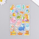 Наклейка EVA, бумага "Русалка в море" с блёстками 14х27,5 см - фото 22796063