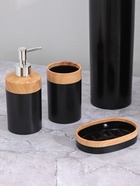 Набор для ванной комнаты BARONESS, 5 предметов, ведро для мусора, ёрш с подставкой, мыльница, дозатор, стакан, чёрный - Фото 2