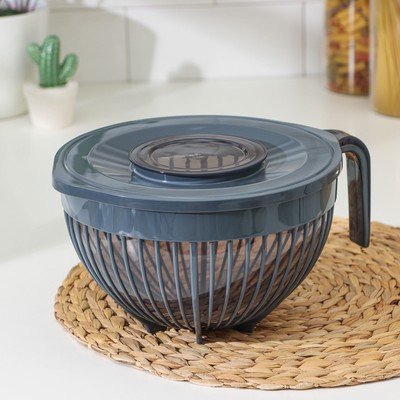 Ёмкость для миксера с крышкой FOLYlife, 3 л, 26.5×22×14 см, пластик, серая