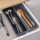 Лоток для столовых приборов и ножей FOLYlife, 40×26×5.1 см, 2 отделения, пластик, серый, чёрный - Фото 3