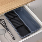 Лоток для столовых приборов и ножей FOLYlife, 40×26×5.1 см, 2 отделения, пластик, серый, чёрный - Фото 4