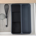 Лоток для столовых приборов и ножей FOLYlife, 40×26×5.1 см, 2 отделения, пластик, серый, чёрный - Фото 5