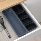 Лоток для столовых приборов FOLYlife, 40×26×5.1 см, 6 отделений, пластик, серый, чёрный - Фото 3