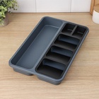 Лоток для столовых приборов FOLYlife, 40×26×5.1 см, 6 отделений, пластик, серый, чёрный - Фото 5