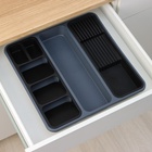 Лоток для столовых приборов и ножей FOLYlife, 40×5.1 см, 7 отделений, пластик, серый, чёрный - Фото 3