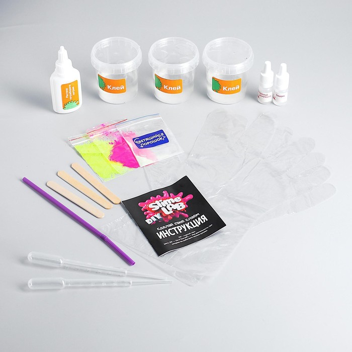 Набор для опытов и экспериментов «Слайм лаб» «Неон. Бабл гам» 866 - Фото 1