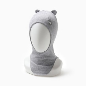 Шапка-мишка для мальчика, цвет серый меланж, размер 46-50