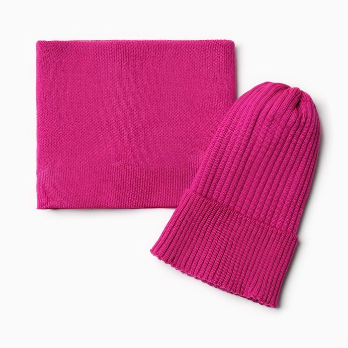 Комплект для девочки (снуд и шапка), цвет малина, размер 48-52 - Фото 1