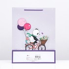 Пакет подарочный "Медведь на велосипеде с шарами" 33 х 42,5 х 10,5 см - фото 24293102