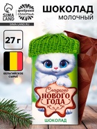 Шоколад на новый год молочный «Котик» в шапочке, 27 г - Фото 1