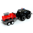 Машина инерционная «Джип», с прицепом и пожарной машиной, цвет МИКС, в пакете - фото 3909276