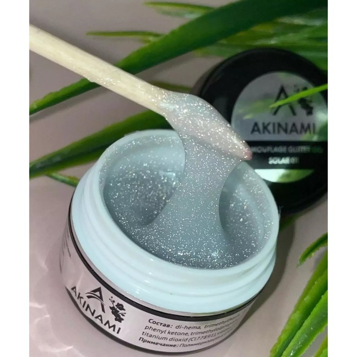 Гель Akinami Camouflage Glitter Gel Solar №01, 15 мл - Фото 1