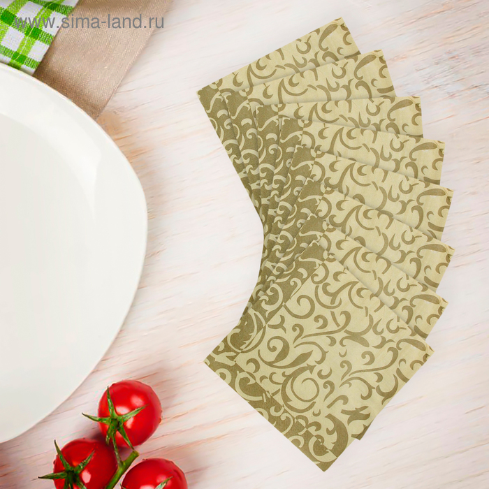 Салфетки бумажные (набор 20 шт.) 33×33 см «Завитки» - Фото 1