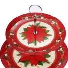 Блюдо стеклянное 2-х ярусное Доляна «Пуансеттия», d=25/20 см - фото 22768115