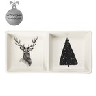 Менажница 2 ячейки Доляна «Дед Мороз и олени», 19.8×9.7×3 см, цвет белый - Фото 1