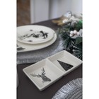 Менажница 2 ячейки Доляна «Дед Мороз и олени», 19.8×9.7×3 см, цвет белый - Фото 8