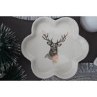 Блюдо сервировочное Доляна «Дед Мороз и олени», 15,5×2,3 см, цвет белый - Фото 7