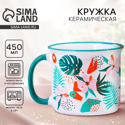 Кружка чайная керамическая «Цветы», 450 мл