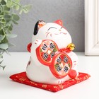 Копилка для денег «Кот Манэки-нэко и монетка для привлечения богатства», керамика, 9×9.5×9.5 см - фото 22768224