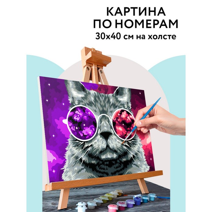 

Картина по номерам на холсте «Кошачий космос», 30 × 40 см, с акриловыми красками и кистями