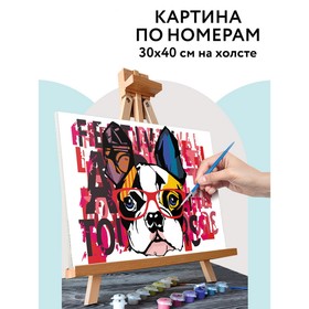 Картина по номерам на холсте 30 × 40 см «Французский бульдог», с акриловыми красками и кистями