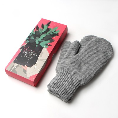 Женские варежки в подарочной коробке «Новый год» размер 19