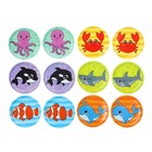 Мемо-игра: развивающие наклейки - присоски многоразовые для игры в ванной «Морские животные», найди пару, 6 пар,12 стикеров EVA, Крошка Я - фото 3296438