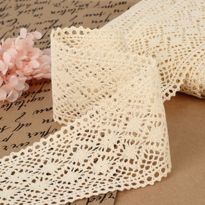 Кружево вязаное, 70 мм, 10±1 м, бежевое