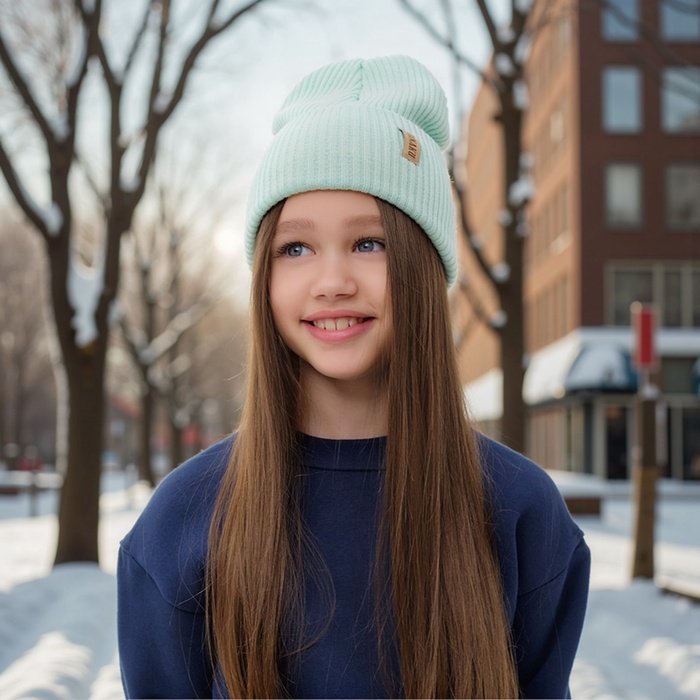 Шапка детская MINAKU: Hello, winter, цвет мятный, размер 54-56 - Фото 1