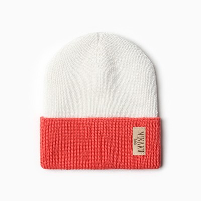 Шапка детская MINAKU: Hello, winter, белая, красная, размер 46-48