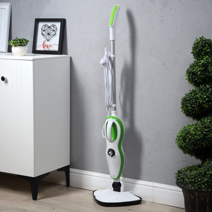 УЦЕНКА Паровая швабра Windigo WSM-02, 1500 Вт, 370 мл, 18 г/мин, шнур 5 м, бело-зелёный - Фото 1