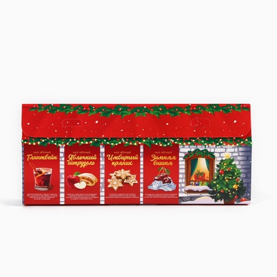 Чай подарочный «Счастья в дом», 4 новогодних вкуса (20 г × 4 шт.)