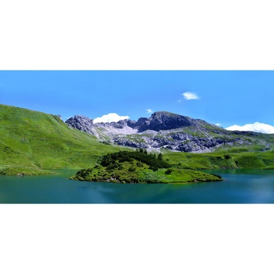 Фотосетка, 320 × 155 см, с фотопечатью, «Озеро и горы»