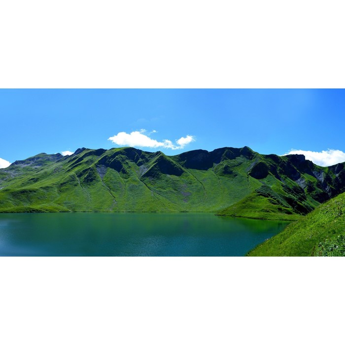 Фотосетка, 320 × 155 см, с фотопечатью, «Озеро и горы-2»