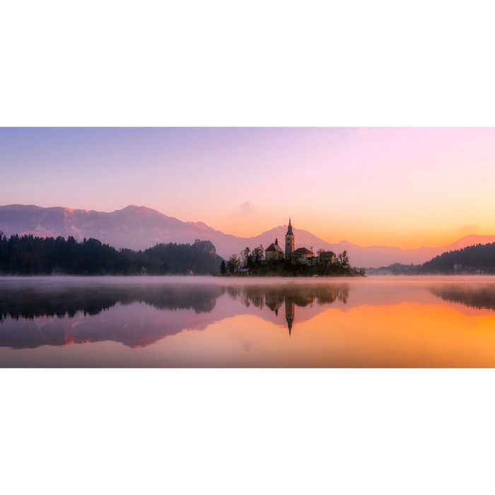 Фотосетка, 320 × 155 см, с фотопечатью, «Рассвет на озере»