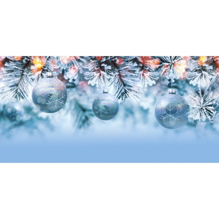 Фотосетка, 320 × 155 см, с фотопечатью, «Голубые ёлочные шары» - Фото 1