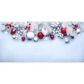 Фотосетка, 320 × 155 см, с фотопечатью, «Красно-белый новогодний декор»