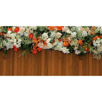 Фотосетка, 320 × 155 см, с фотопечатью, «Оранжевые и белые цветы»