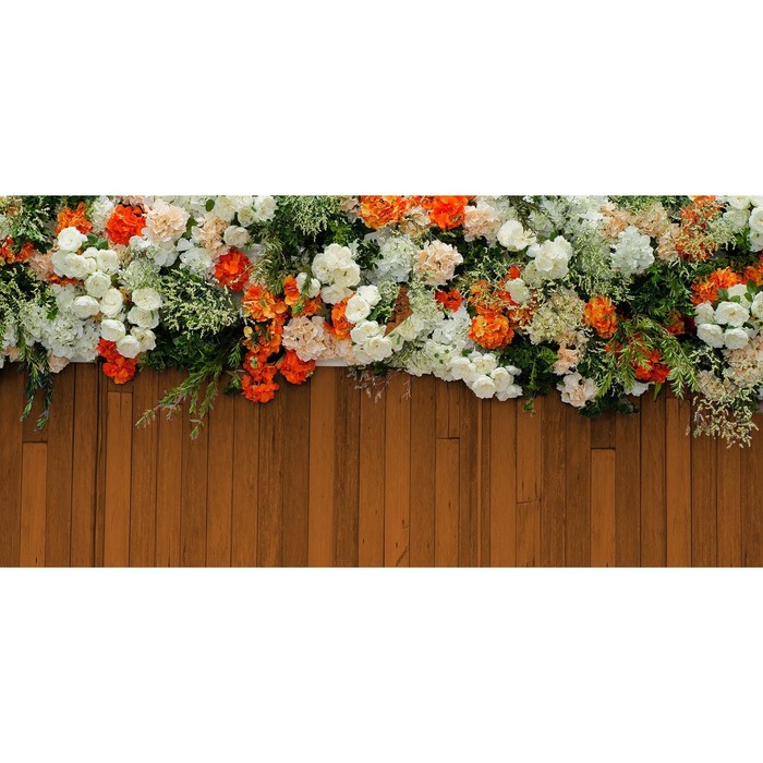 Фотосетка, 320 × 155 см, с фотопечатью, «Оранжевые и белые цветы»