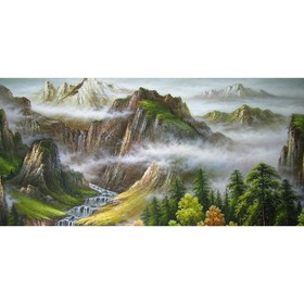 Фотосетка, 320 × 155 см, с фотопечатью, «Пейзаж с горами»
