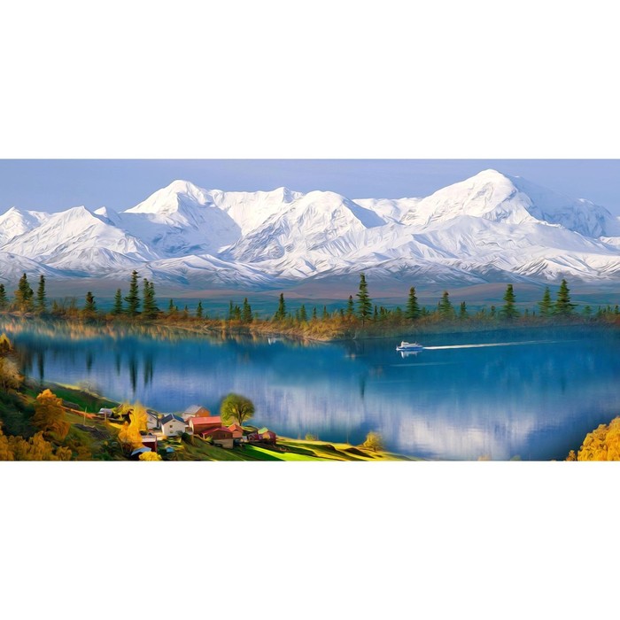 Фотосетка, 320 × 155 см, с фотопечатью, «Озеро в горах»