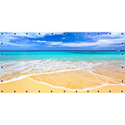 Фотосетка, 314 × 155 см, с фотопечатью, люверсы шаг 0.3 м, «Тропический пляж»