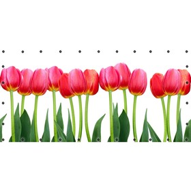 Фотосетка, 314 × 155 см, с фотопечатью, люверсы шаг 0.3 м, «Тюльпаны-2»