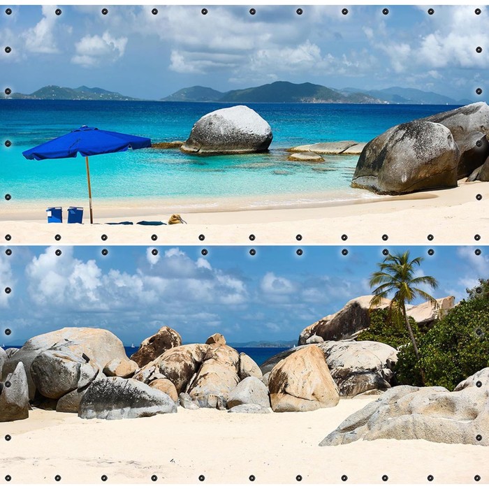Фотосетка, из двух полотен по 314 × 155 см, с фотопечатью, люверсы шаг 0.3 м, «Пляж на Бали»