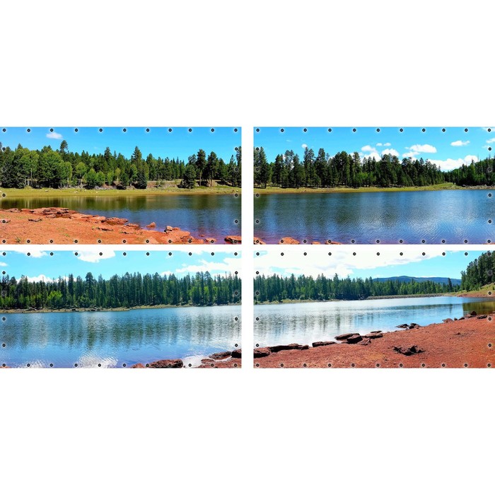 Фотосетка, из четырёх полотен по 314 × 155 см, с фотопечатью, люверсы шаг 0.3 м, «Вид на реку»