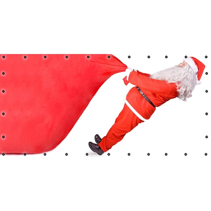Фотосетка, 314 × 155 см, с фотопечатью, люверсы шаг 0.3 м, «Дед Мороз с мешком подарков»