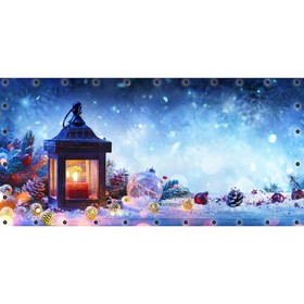 Фотосетка, 314 × 155 см, с фотопечатью, люверсы шаг 0.3 м, «Рождественский фонарь»