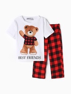Пижама новогодняя детская: футболка, брюки, KAFTAN: Best friends, бело-красная, рост 110-116 см - Фото 6